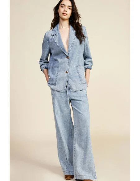 Jeans à jambe large avec taille haute et cordon de serrage Dixie