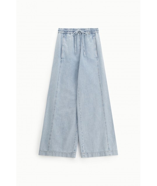 Jeans à jambe large avec taille haute et cordon de serrage Dixie