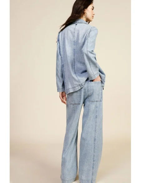 Jeans à jambe large avec taille haute et cordon de serrage Dixie