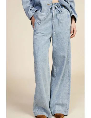 Jeans Ampia Gamba Con Vita Alta E Coulisse Dixie