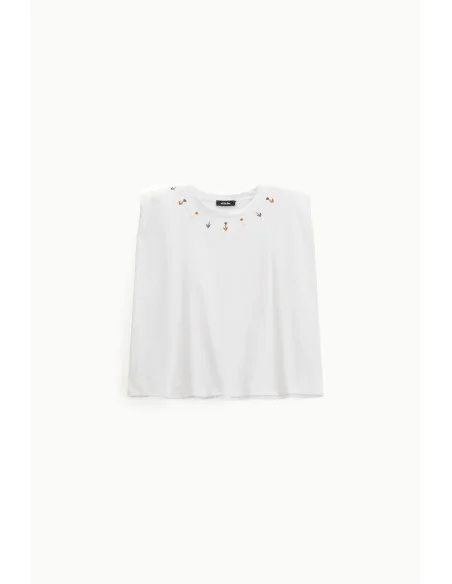 Top sans manches avec broderie florale sur l'encolure Dixie