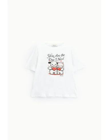 Hearts Print T-Shirt with Short Sleeves Dixie