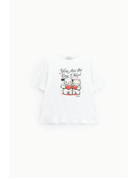 T-Shirt Stampa Cuori Con Maniche Corte Dixie