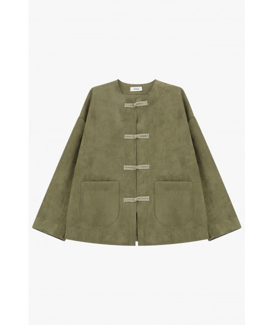 Shirt Jacket With Oriental Closure And Patch Pockets Dixie