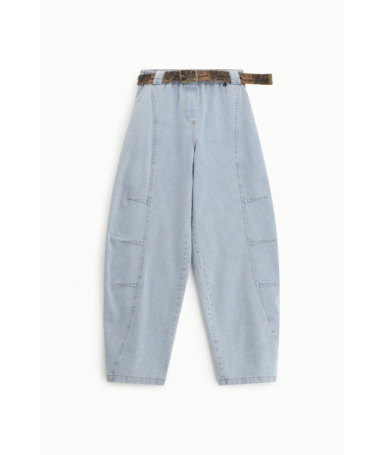 Jeans Balloon Con Cintura In Vita Decorativa Dixie