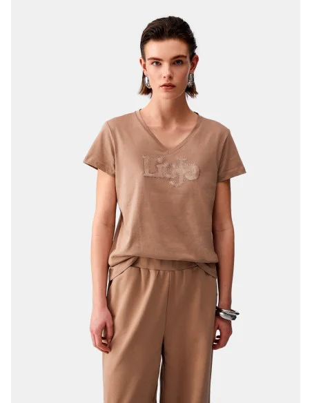 T-Shirt Con Scollo A V Liu Jo