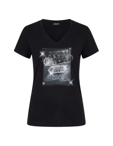 Liu Jo Print and Rhinestone T-Shirt