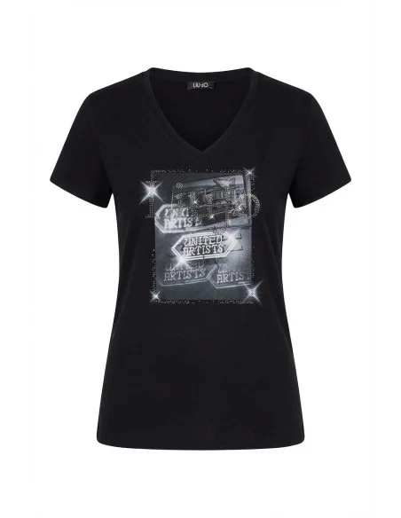 Liu Jo Print and Rhinestone T-Shirt