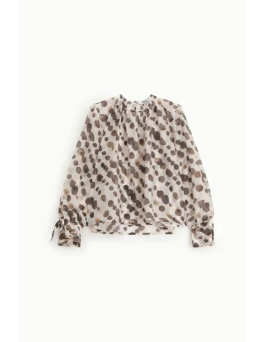 Blusa Ampia Stampa Pois Maniche Lunghe Con Laccetti Please