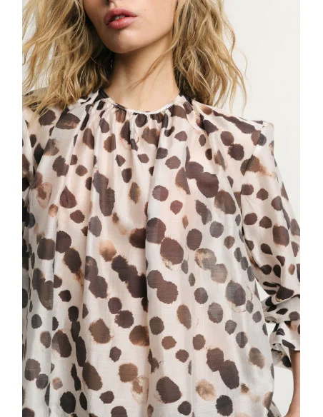 Blusa Ampia Stampa Pois Maniche Lunghe Con Laccetti Please
