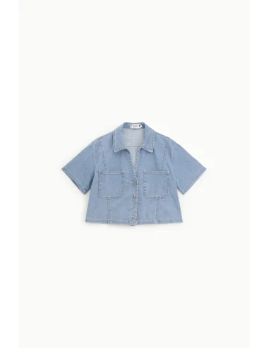 Chemise croisée avec poches plaquées et manches courtes Please