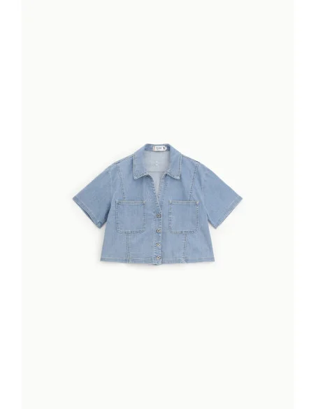 Cropped Shirt With Patch Pockets And Short Sleeves Please