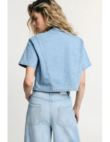 Camicia Cropped Con Tasche Applicate E Maniche Corte Please