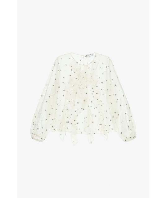 Blusa A Pois Con Volant E Maniche Lunghe Please
