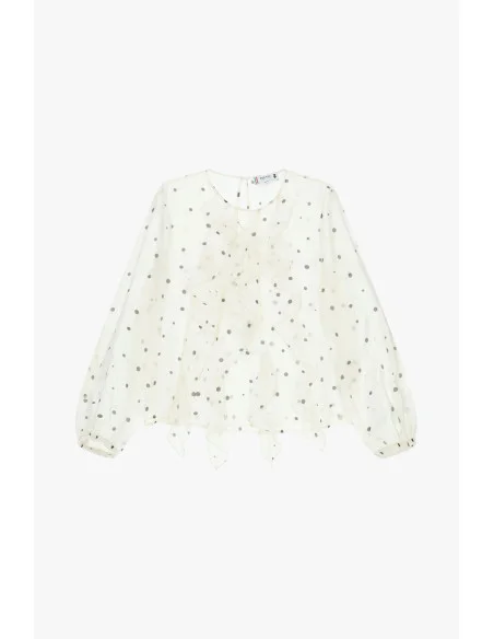 Polka Dot Blouse With Ruffles And Long Sleeves Please