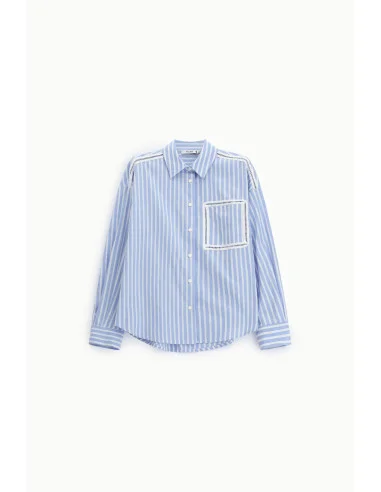Chemise rayée avec poche et détails perforés Please