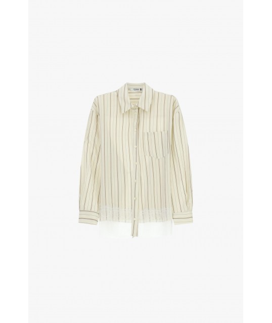 Shirt A Righe Con Dettaglio Pizzo Sul Fondo Please