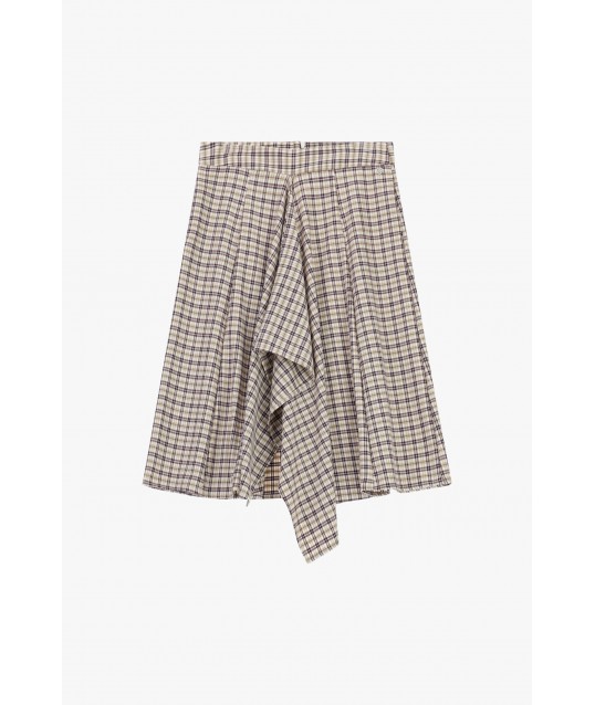 High Waisted Midi Skirt With Asymmetrical Check Pattern Please