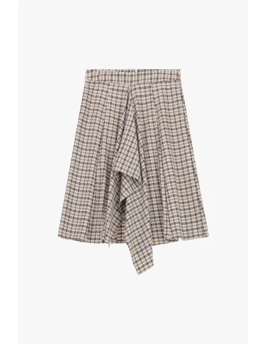Jupe midi à taille haute et à carreaux asymétriques Please