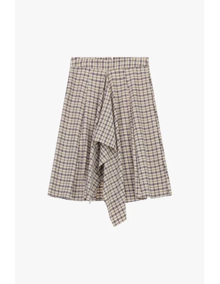 Jupe midi à taille haute et à carreaux asymétriques Please