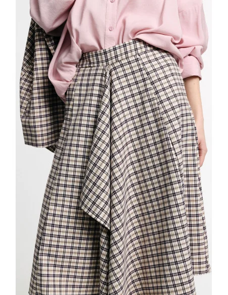 High Waisted Midi Skirt With Asymmetrical Check Pattern Please