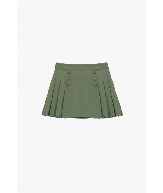 Short Skirt With Pleats And Decorative Buttons Please