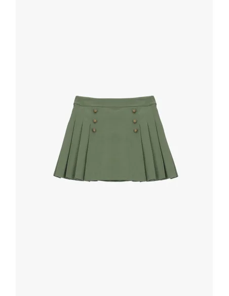 Short Skirt With Pleats And Decorative Buttons Please