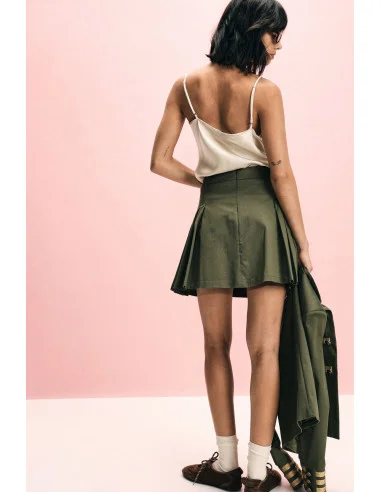 Short Skirt With Pleats And Decorative Buttons Please