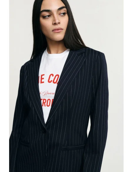 Regular-Fit Striped Blazer With Welt Pockets Please