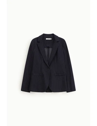 Regular-Fit Striped Blazer With Welt Pockets Please