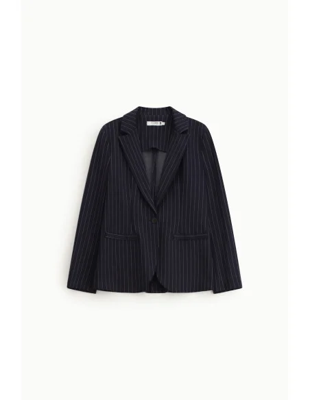 Regular-Fit Striped Blazer With Welt Pockets Please