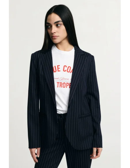 Blazer rayé à coupe régulière avec poches passepoilées Please