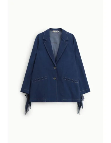 Blazer With Fringes And Button Closure Please