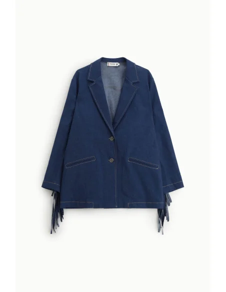 Blazer With Fringes And Button Closure Please