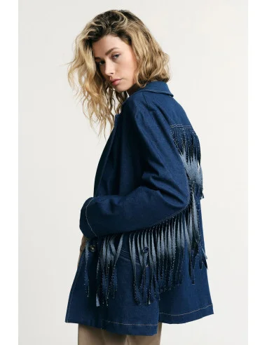 Blazer With Fringes And Button Closure Please