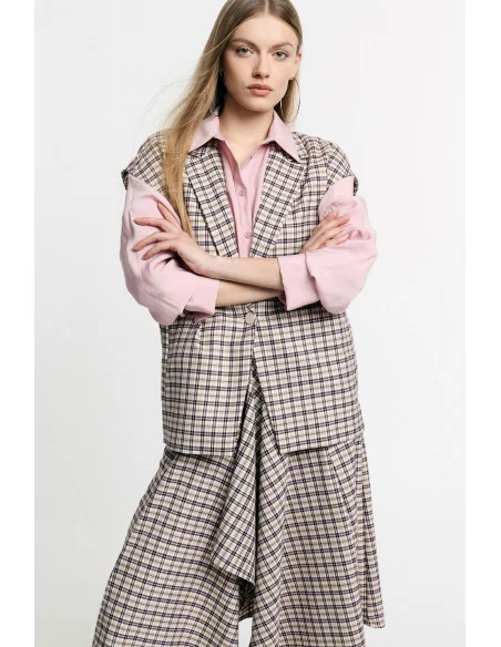 Waistcoat With Check Pattern And Button Fastening Please