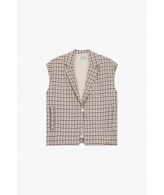 Gilet Con Motivo A Quadri E Chiusura A Bottone Please