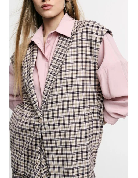 Waistcoat With Check Pattern And Button Fastening Please