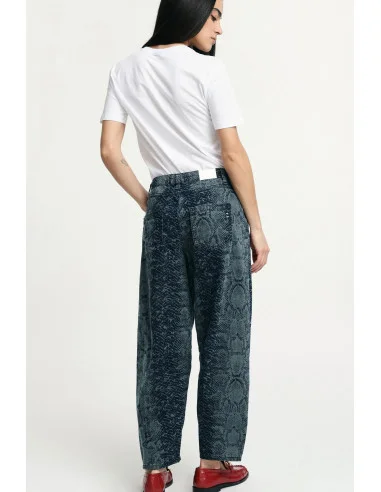 Balloon Jeans Taille haute à motifs de serpents Please