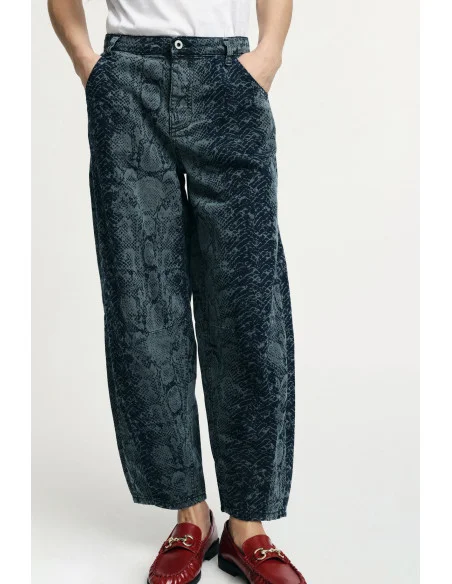 Balloon Jeans Snake Patterned High Waist Please