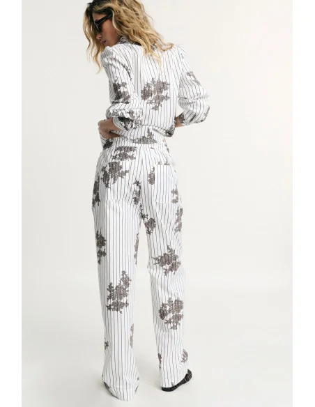Striped Patterned Palace Trousers With Drawstring Please