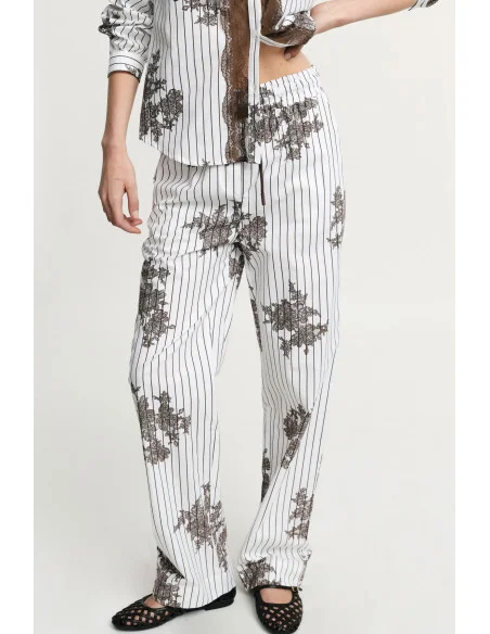 Striped Patterned Palace Trousers With Drawstring Please