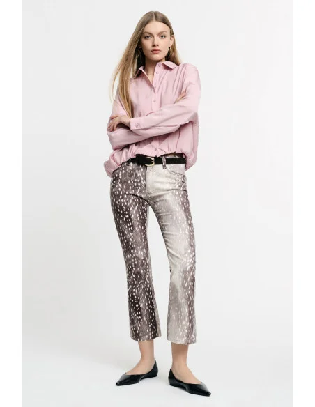 Cropped Trousers Maculata Print Straight Fit Please