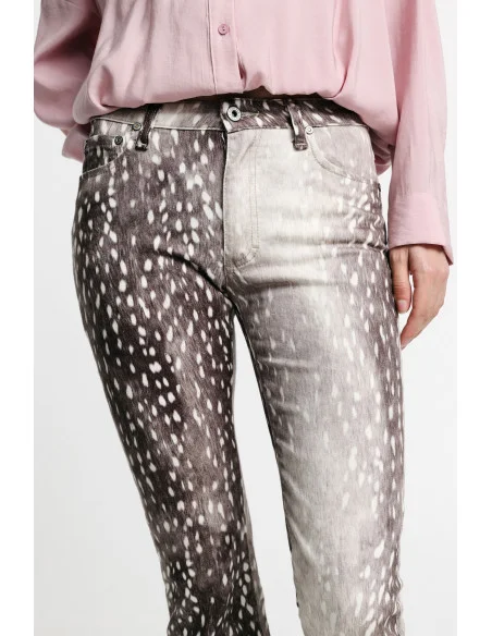 Cropped Trousers Maculata Print Straight Fit Please