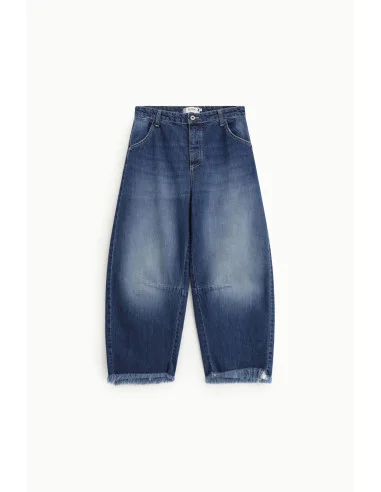 Baloon Fit Jeans With Frayed Bottom Please