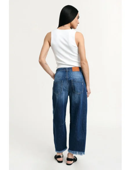 Jeans coupe baloon avec bas effiloché Please