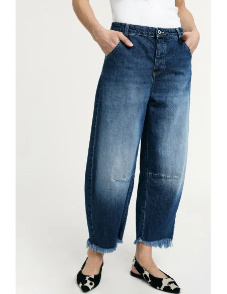 Jeans Baloon Fit Con Fondo Sfrangiato Please