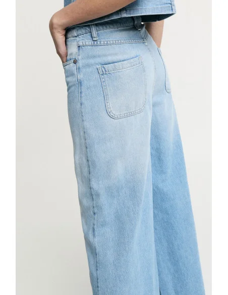 Jeans A Gamba Ampia A Vita Alta Con Tasche Please