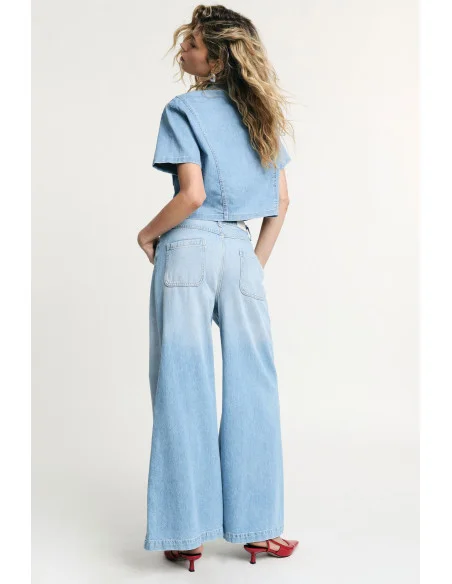 Jeans taille haute à jambes larges avec poches Please