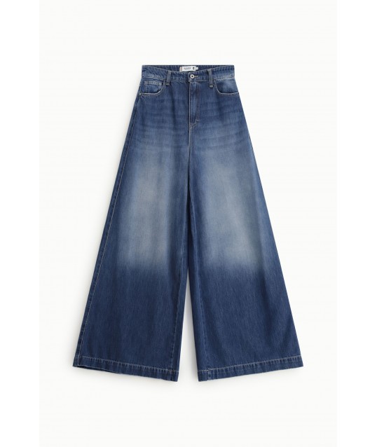 High Waist Wide Leg Jeans Shaded Effect Please